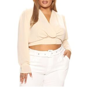 FASHION Nova NWT 2X 3X Cream Out Of Office Crop Top (T09.6)